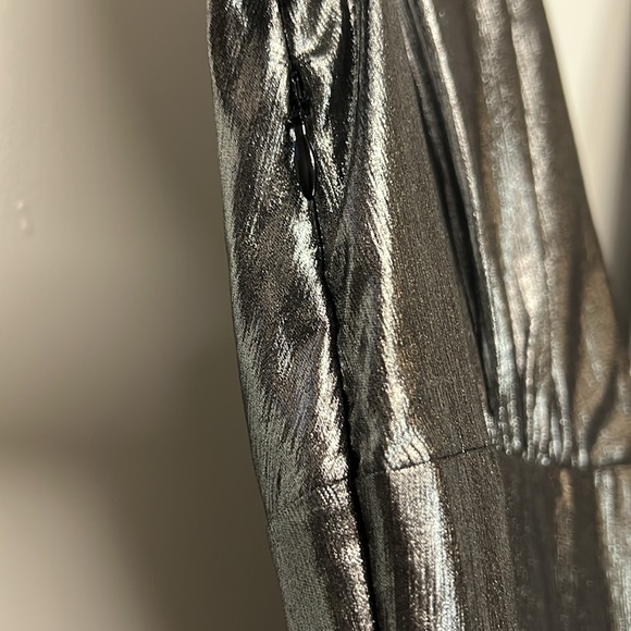 NWT: Gianni Bini Silver Metallic V-neck Maxi Dress - Picture 8 of 11